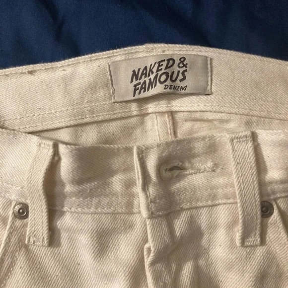 Naked & Famous Denim Straight Jeans - Cream